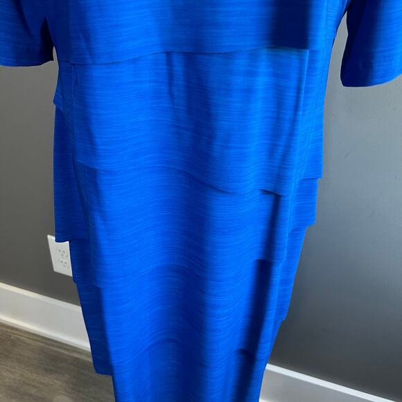 Tahari ASL Alex Royal Blue Stretchy Tiered Dress Women's Size 16 3/4 Sleeves - Picture 5 of 5